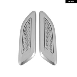 2PCS 車 外装 フード エアベント アウトレット ウィング トリム ランドローバー ディスカバリー4 5 レンジローバー イヴォークディスカバリーフリーランダー - Silver