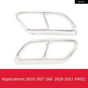 ボルボ XC60 S60 XC90 S90 V90 ステンレス 製 車用マフラー 装飾 カバー マフラーカバー ステッカー カーアクセサリー - S90 V90CC Silvery