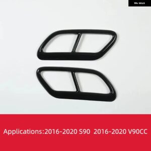 ボルボ XC60 S60 XC90 S90 V90 ステンレス 製 車用マフラー 装飾 カバー マフラーカバー ステッカー カーアクセサリー - S90 V90CC BLACK