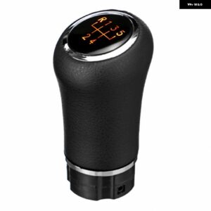 PUレザー 5/6速 ギア シフト ノブ LEDバックライト付き BMW E60 E90 E91 E39 F30 E87 E46 E34 VW ゴルフ 6 7 MK6 汎用 - 5 Speed Orange
