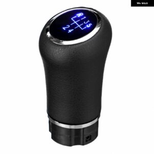 PUレザー 5/6速 ギア シフト ノブ LEDバックライト付き BMW E60 E90 E91 E39 F30 E87 E46 E34 VW ゴルフ 6 7 MK6 汎用 - 5 Speed Blue