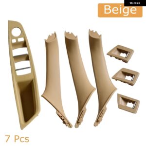BMW F10 F11 F18 5シリーズ 2010-2016 7個 インテリア ウィンドウリフトスイッチ パネル ドアハンドル トリム カーボン ブラックベージュ ABS LHD - Beige-7pcs