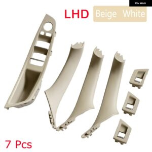 BMW F10 F11 F18 5シリーズ 2010-2016 7個 インテリア ウィンドウリフトスイッチ パネル ドアハンドル トリム カーボン ブラックベージュ ABS LHD - Beige-White-7pcs