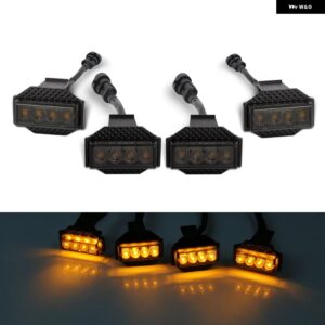 トヨタ タンドラ 2018 - 21 車用 LED フロント グリル ストロボライト デイタイム ランニングランプ DRL グリッド ハザードランプ アンバー 4個 - Smoked Lens Amber