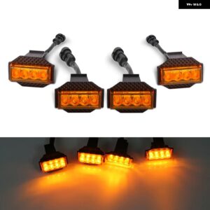 トヨタ タンドラ 2018 - 21 車用 LED フロント グリル ストロボライト デイタイム ランニングランプ DRL グリッド ハザードランプ アンバー 4個 - Yellow Lens Amber