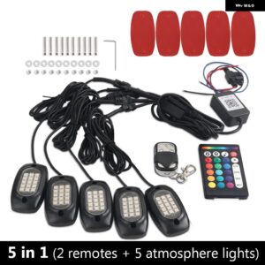 4/5/6個 RGB LED ロックライト アンダーグロー ネオン LED ライトキット 音楽モード APP リモート コントロール トラック ジープ オフロード SUV 車 ATV 12V - 5 Pods