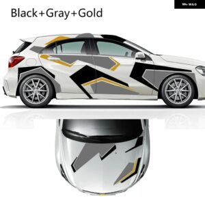 汎用 カー全身DIY 装飾 ビニールフィルム ステッカー 防水 デカール 自動車アクセサリー ボルボ シュコダ スイ テスラ スバル シート - Black Gray Gold