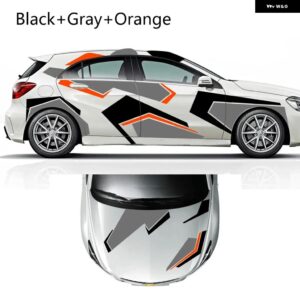 汎用 カー全身DIY 装飾 ビニールフィルム ステッカー 防水 デカール 自動車アクセサリー ボルボ シュコダ スイ テスラ スバル シート - Black Gray Orange