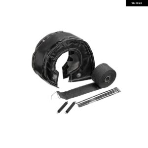 1セット T4 レーシングターボヒートブランケットカバー + 5CM 5M マフラー マニホールド ダウン パイプ ラップ レッド/ブラック/ブルー/チタンターボ - black