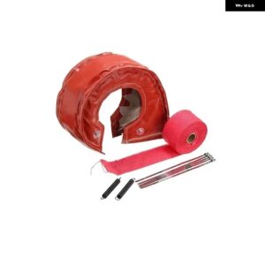 1セット T4 レーシングターボヒートブランケットカバー + 5CM 5M マフラー マニホールド ダウン パイプ ラップ レッド/ブラック/ブルー/チタンターボ - Red