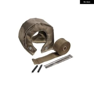 1セット T4 レーシングターボヒートブランケットカバー + 5CM 5M マフラー マニホールド ダウン パイプ ラップ レッド/ブラック/ブルー/チタンターボ - Titanium