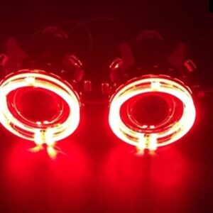 2.5 バイ キセノン レンズ RGB APP BLUETOOTH エンジェルアイプロジェクター H1 HID LED バルブ H4 H7 ヘッドライト 車用ライト アクセサリー チューニング - lens red shrouds