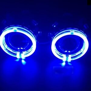 2.5 バイ キセノン レンズ RGB APP BLUETOOTH エンジェルアイプロジェクター H1 HID LED バルブ H4 H7 ヘッドライト 車用ライト アクセサリー チューニング - lens blue shrouds