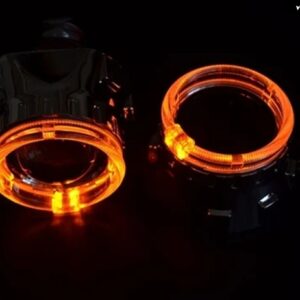 2.5 バイ キセノン レンズ RGB APP BLUETOOTH エンジェルアイプロジェクター H1 HID LED バルブ H4 H7 ヘッドライト 車用ライト アクセサリー チューニング - lens yellow shrouds