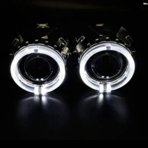 2.5 バイ キセノン レンズ RGB APP BLUETOOTH エンジェルアイプロジェクター H1 HID LED バルブ H4 H7 ヘッドライト 車用ライト アクセサリー チューニング - lens white shrouds