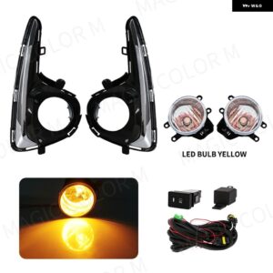 トヨタ ヴィッツ ヤリス USタイプ 2018 車用 フォグランプ LED DRL デイタイム ランニングライト ヘッドライト スイッチワイヤーカバー アクセサリー付き - LED-Yellow