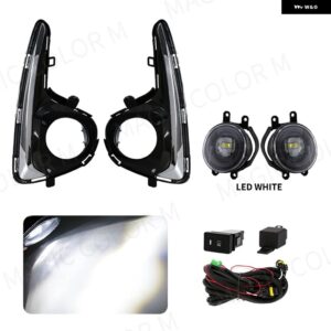 トヨタ ヴィッツ ヤリス USタイプ 2018 車用 フォグランプ LED DRL デイタイム ランニングライト ヘッドライト スイッチワイヤーカバー アクセサリー付き - LED Head Lamp