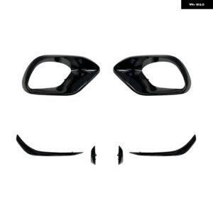 フロントリップ バンパー サイドフード フォグランプ ライトカバー メルセデス ベンツ CLA W118 C118 CLA45 AMG 2020+スポイラー エアベント フレーム - A set Gloss Black