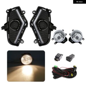 車用フロント バンパー LED デイタイム ランニングライト 3色 DRL フォグランプ トヨタ RAV4 2019 - 22 ウィンカー ナイトライト 12V - DRL fog lamp halogen