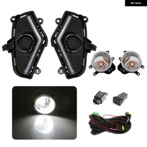 車用フロント バンパー LED デイタイム ランニングライト 3色 DRL フォグランプ トヨタ RAV4 2019 - 22 ウィンカー ナイトライト 12V - DRL fog lamp white