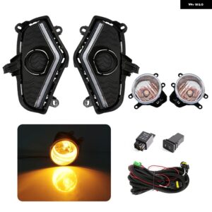 車用フロント バンパー LED デイタイム ランニングライト 3色 DRL フォグランプ トヨタ RAV4 2019 - 22 ウィンカー ナイトライト 12V - DRL fog lamp yellow