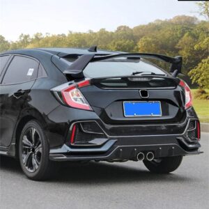 ハッチバック リアスポイラー ホンダ シビック 2016 - 20 10代目 FK7 タイプR スタイル チューニング ルーフ ウィング トランク リップ デコレーション - Bright Black