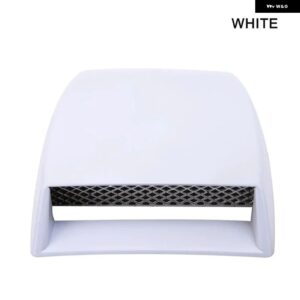 汎用 光沢ブラックカーボンカーフロント エンジン ボンネット フードスクープベント 装飾 エアフローインテーク ステッカー カバー アクセサリー - WHITE