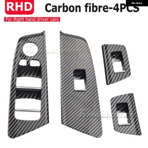 4個 RHD BMW 5シリーズ G30 G31 F90 525I 530I 540I 2017-2020 車用オートウィンドウスイッチリフト パネル ボタン フレーム カバー トリム - Carbon fiber-4Pcs
