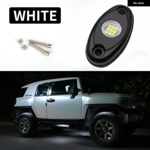 4ピース カーシャーシライト アルミ オフロード グリル ライト LED カスタム ライト FJクルーザー ラングラー フォード F150 アンビエントライト - WHITE