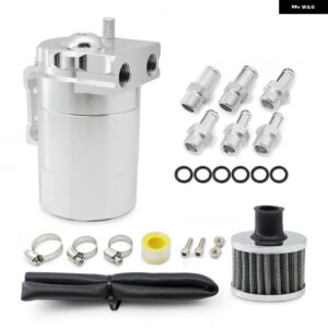 汎用 バッフルアルミ300MLオイルキャッチタンク リザーバー タンク/オイルタンクエア フィルター 付きレッドブラックブルーシルバーパープル - sliver