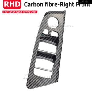 RHD 車内 フロントリア ドアウィンドウリフトスイッチ ボタン パネル トリム カバー 交換 BMW 5シリーズ G30 G31 F90 525I 530I 540I - Carbon-Right Front