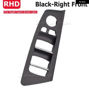 RHD 車内 フロントリア ドアウィンドウリフトスイッチ ボタン パネル トリム カバー 交換 BMW 5シリーズ G30 G31 F90 525I 530I 540I - Black-Right-Front