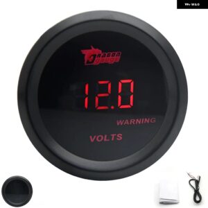 2インチ 52MM ブースト/水温/油温/電圧/タコメーター/ 油圧 ゲージ ブラックカラー デジタル レッド LED + ゲージポッド - Volts meter