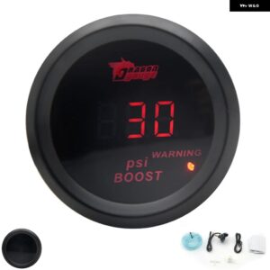 2インチ 52MM ブースト/水温/油温/電圧/タコメーター/ 油圧 ゲージ ブラックカラー デジタル レッド LED + ゲージポッド - Boost gauge psi