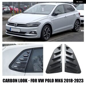 ウィンドウルーバーカバー VW ポロ MK4 9N MK5 6R 6C MK6 AW TSI MPI GTI 2001-2023 リアトライアングルウィンドウシャッター サンシェード エアベント - Carbon Look POLO MK6