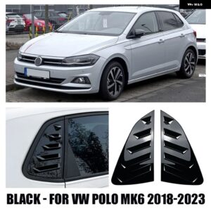 ウィンドウルーバーカバー VW ポロ MK4 9N MK5 6R 6C MK6 AW TSI MPI GTI 2001-2023 リアトライアングルウィンドウシャッター サンシェード エアベント - Black POLO MK6