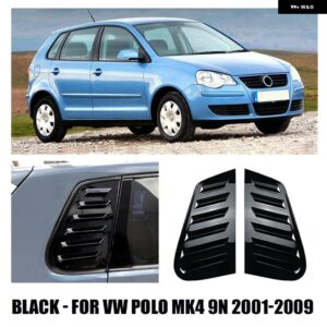 ウィンドウルーバーカバー VW ポロ MK4 9N MK5 6R 6C MK6 AW TSI MPI GTI 2001-2023 リアトライアングルウィンドウシャッター サンシェード エアベント - Black POLO MK4