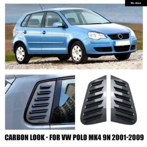 ウィンドウルーバーカバー VW ポロ MK4 9N MK5 6R 6C MK6 AW TSI MPI GTI 2001-2023 リアトライアングルウィンドウシャッター サンシェード エアベント - Carbon Look POLO MK4