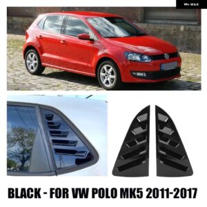 ウィンドウルーバーカバー VW ポロ MK4 9N MK5 6R 6C MK6 AW TSI MPI GTI 2001-2023 リアトライアングルウィンドウシャッター サンシェード エアベント - Black POLO MK5