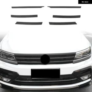 6PCS 車フロント バンパー メッシュセンター グリル モールディングストリップカバー トリム カー スタイリング VW TIGUAN MK2 2016-2021 ABS - Matte Black