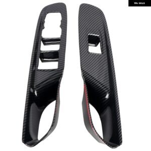 LHD シボレー コルベット C8 2020-2022 カーアクセサリー ABS プラスチック カーボン カーフロントドア ウィンドウ リフト スイッチ カバー トリム 2個 - High equipment