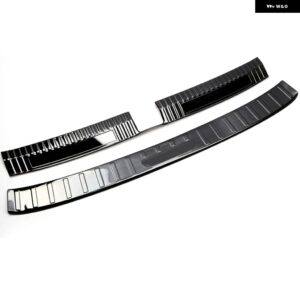 カーアクセサリー VW フォルクスワーゲン T-ROC 2017-2023 ステンレス インナー アウター リア バンパー プロテクター プレート トリム 2個 - black