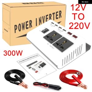 DC 12V AC 110V / 220Vへ 正弦波インバーター300WポータブルパワーインバーターデュアルバッテリーLCD ディスプレイ 電圧変圧器 - 12V to 220V