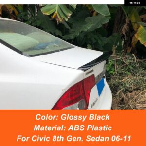 ホンダ シビック 8代目 セダン 2005 06 07 08 09 10 11 レーシング スポーツ リア トランク リッド ブーツ カースポイラー ウィング 外装 アクセサリー - Glossy Black