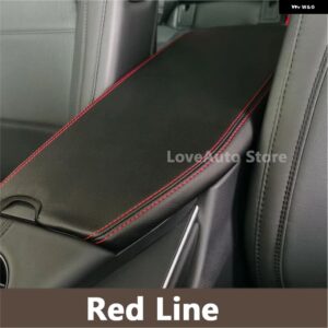 トヨタ アバロン 2019 - 21 センター アームレスト ボックス レザーカバー 内装 装飾 レザー パッド アクセサリー - Black-red line