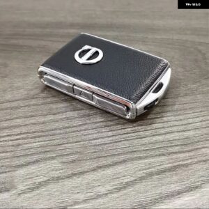 レザー 合金 製車用キーフォブケースカバー リモートキー チェーン ボルボ XC90 XC60 S90 V90 - black