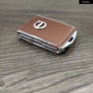 レザー 合金 製車用キーフォブケースカバー リモートキー チェーン ボルボ XC90 XC60 S90 V90 - brown