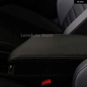 VW ジェッタ MK7 2019 - 21 車用センター アームレスト オーガナイザー 収納 ボックス レザーケースカバー パッド - Black Beige Line