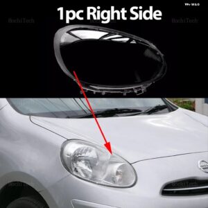 ヘッドライト ランプシェード クリア ヘッドライト レンズ 左右ランプシェード カバー 日産 マイクラ マーチ K13 プレフェイスリフト 2010-2015 - 1pc Right Side