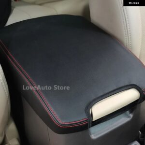 トヨタ ランドクルーザー プラド 150 センター アームレスト ボックス レザーカバー 内装 装飾 レザー パッド 2010-2020 - Black-red line